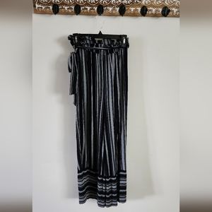 Anerican Eagle Striped Wideleg Pants Womens S Black Gray Boho Festival Coastal